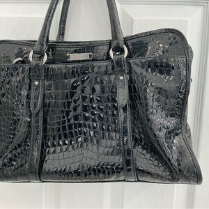 Cole Haan Black Croc-Embossed Laptop Bag